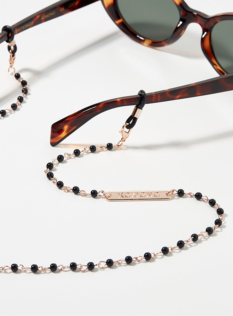 MATTISE Cordon à lunettes unisexe Zwart en acier avec perles