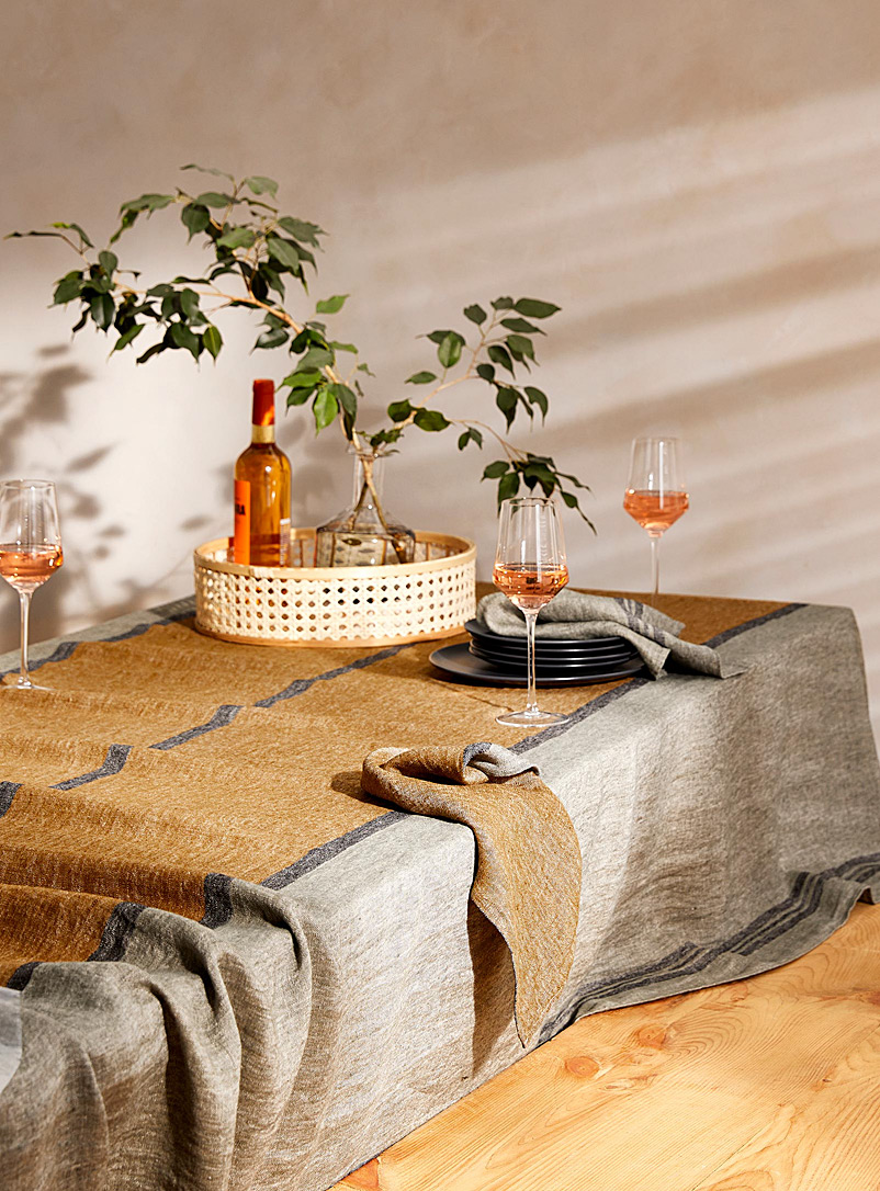 Simons Maison Assorted Rimini khaki pure linen tablecloth