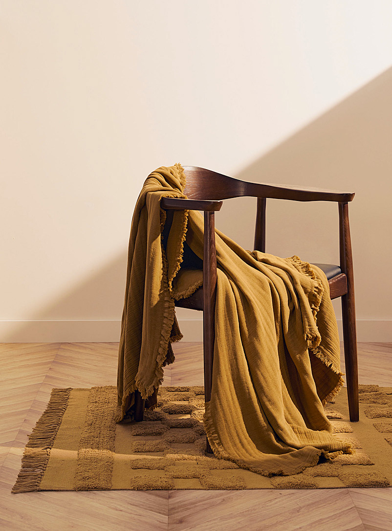 Simons Maison: Le jeté coton lavé 130 x 180 cm Bronze ambre