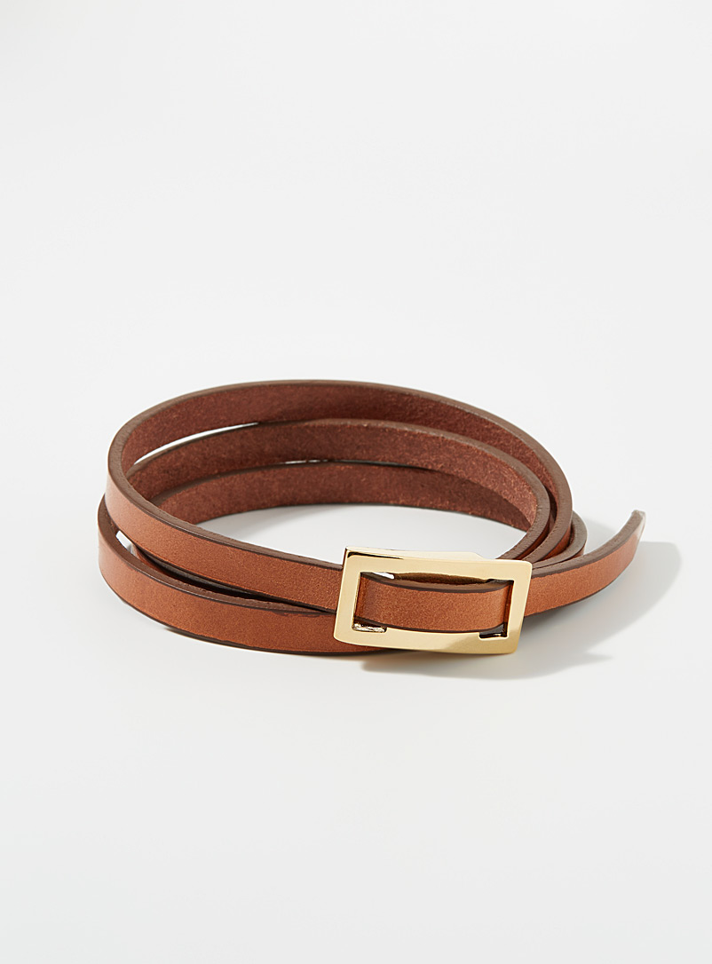 CXC Brown Coiled leather bracelet for women