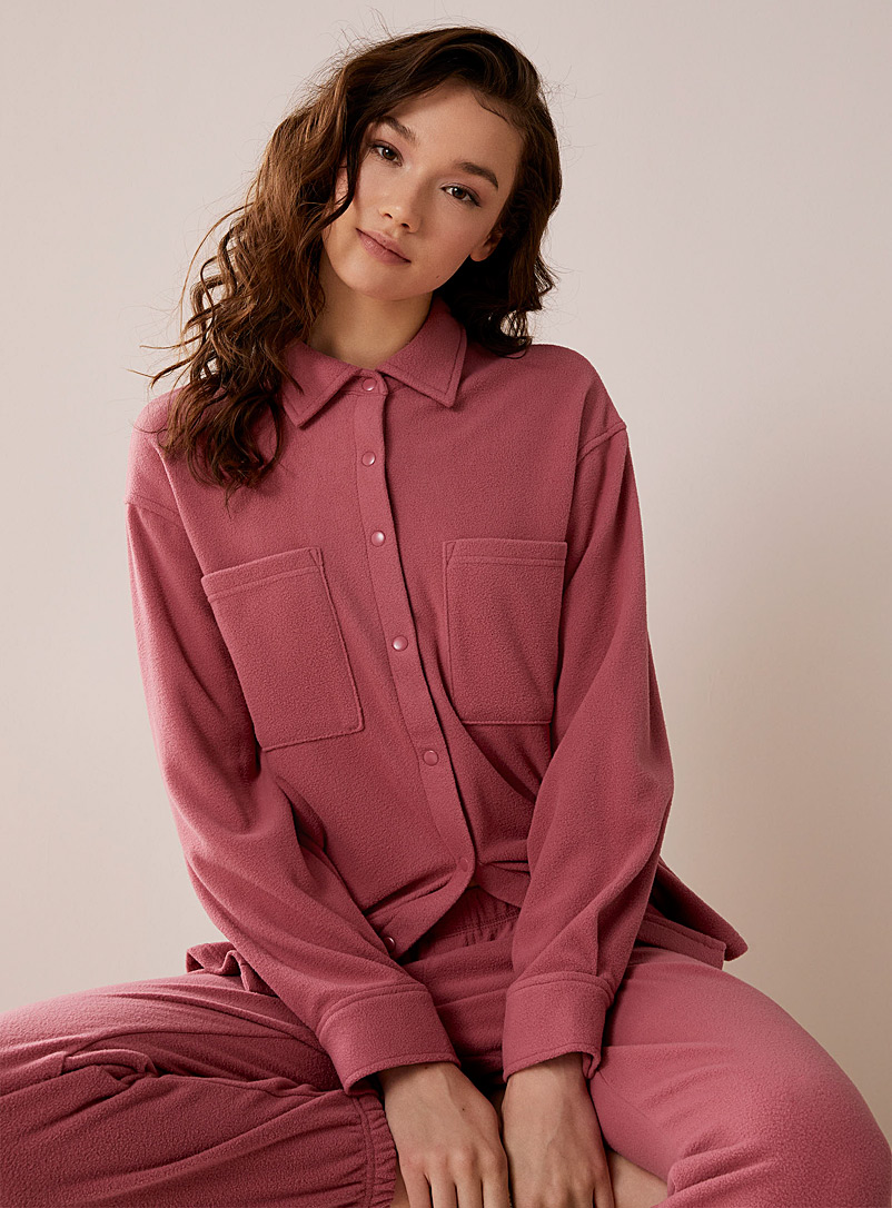 Z Supply Pink polar fleece lounge shirt for women