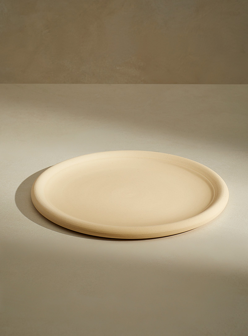 DOMPIERRE Cream Beige Large Mineral stoneware plate 26 cm for women