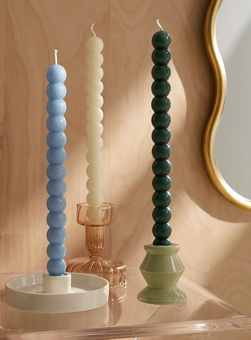 Simons Maison: Les bougies boules colorées Ensemble de 3 Vert à motifs