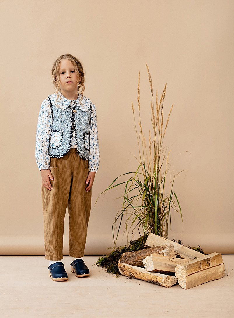 Petits Vilains: La veste patchwork Lea Bleu à motifs