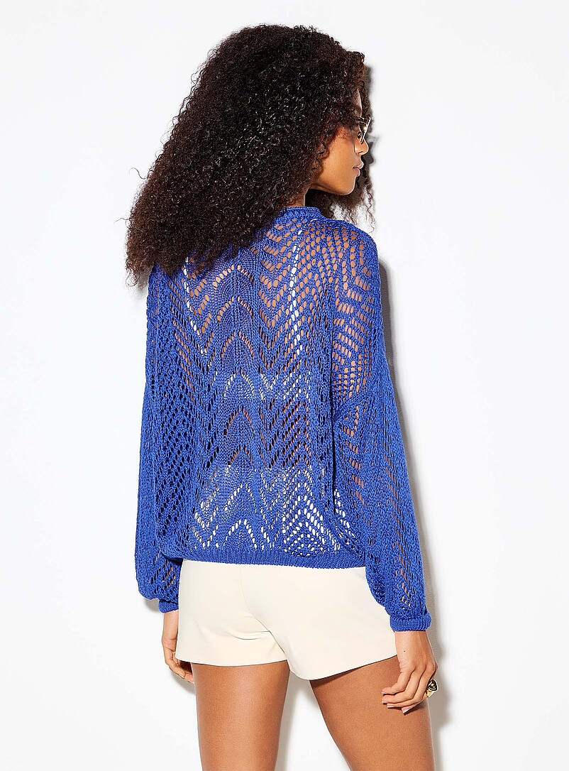 Ic&ocirc;ne Pink Rolled-collar crocheted sweater for women