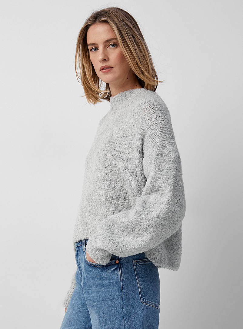 Contemporaine Light Grey Bouclé loose sweater for women