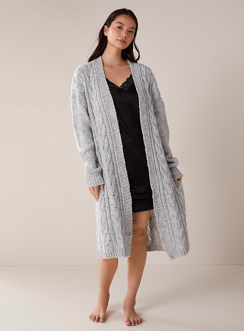 Miiyu Light Grey Large twists open lounge cardigan for women