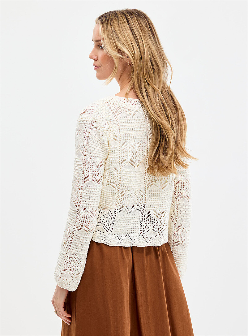 Contemporaine Khaki/Sage/Olive Mosaic crochet-effect cardigan <b>Exclusive collection from Italy</b> for women