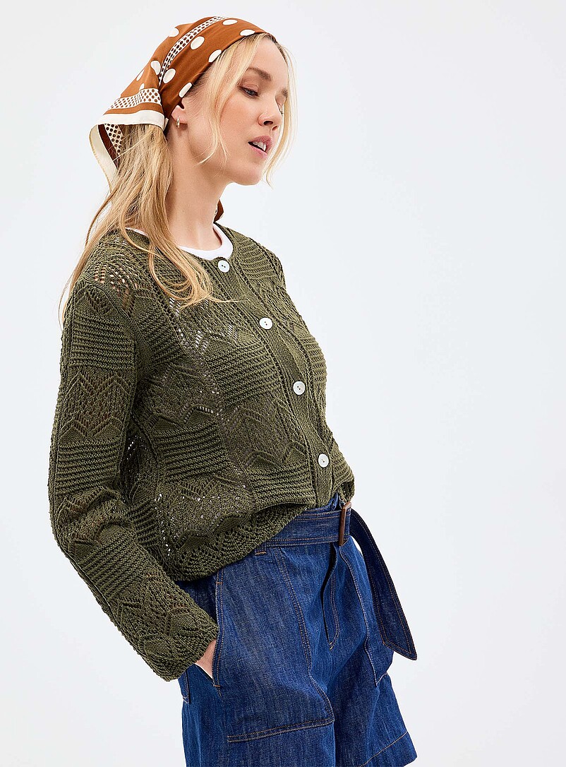 Mosaic crochet-effect cardigan Exclusive collection from Italy