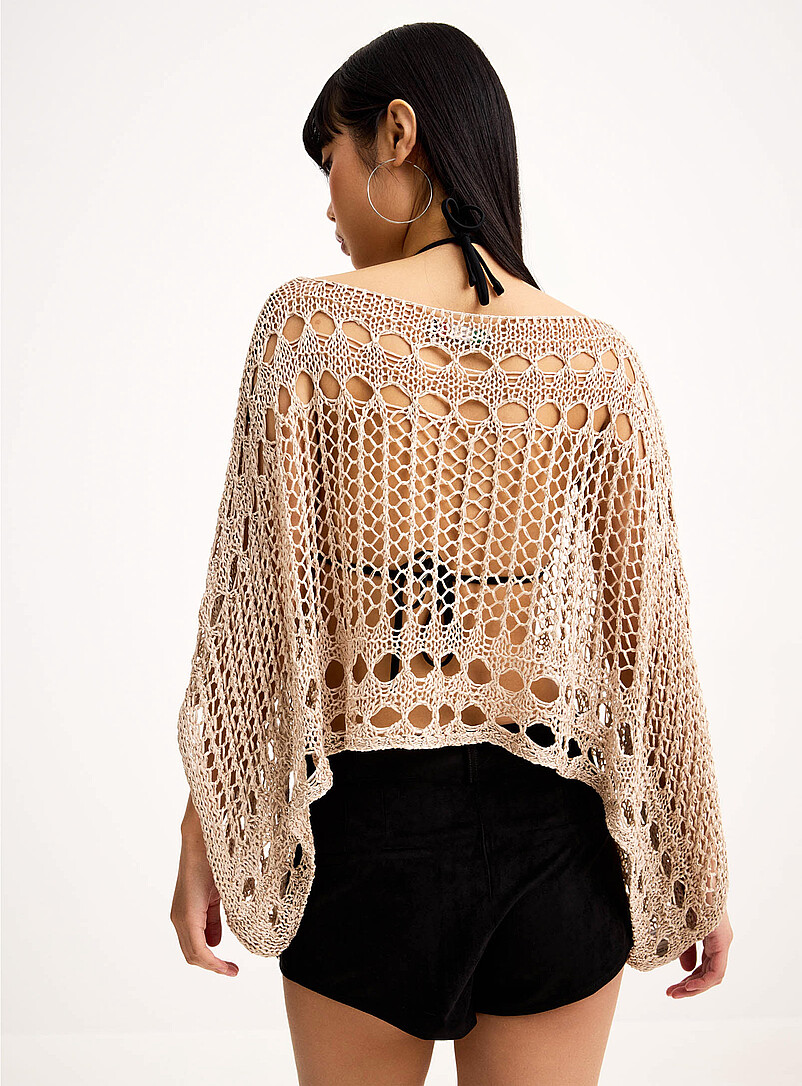 Shimmering openwork poncho product image 3