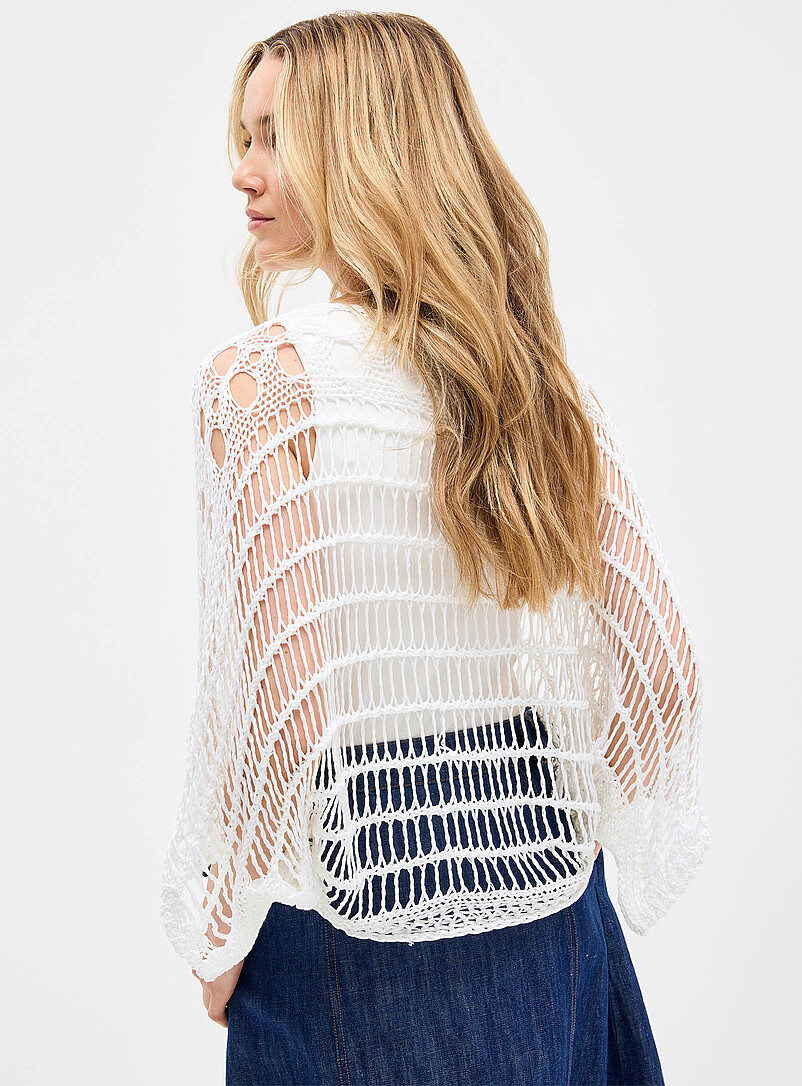 Boat-neck crochet-effect sweater Exclusive collection from Italy product image 3