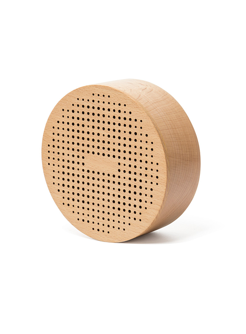 Simons Maison: Le haut-parleur portatif circulaire en bois Bois brun pâle assorti