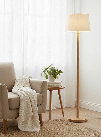 Beech wood floor lamp