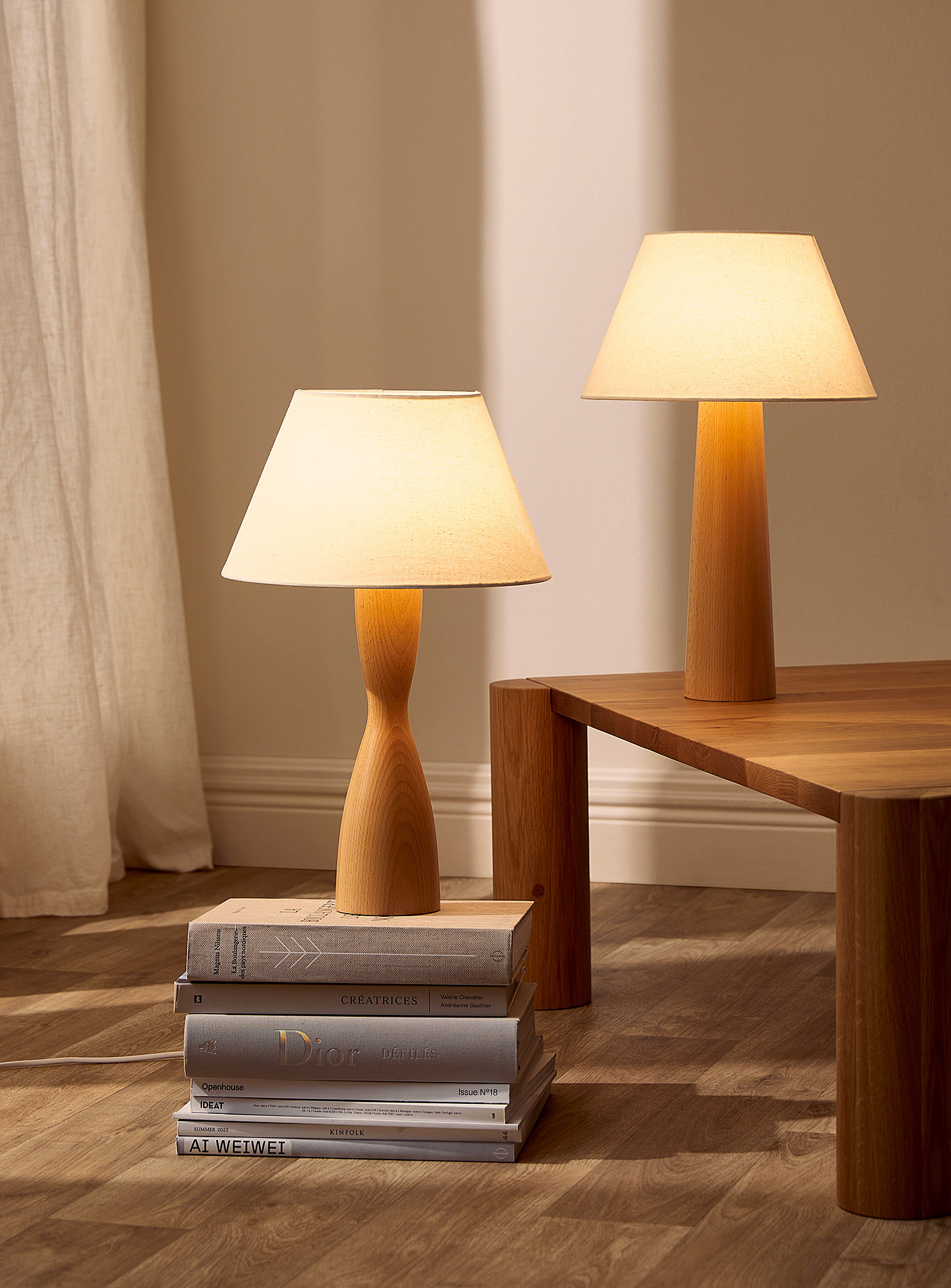 Simons Maison Beech Wood Mushroom-shaped Table Lamps Set Of 2 In Assorted