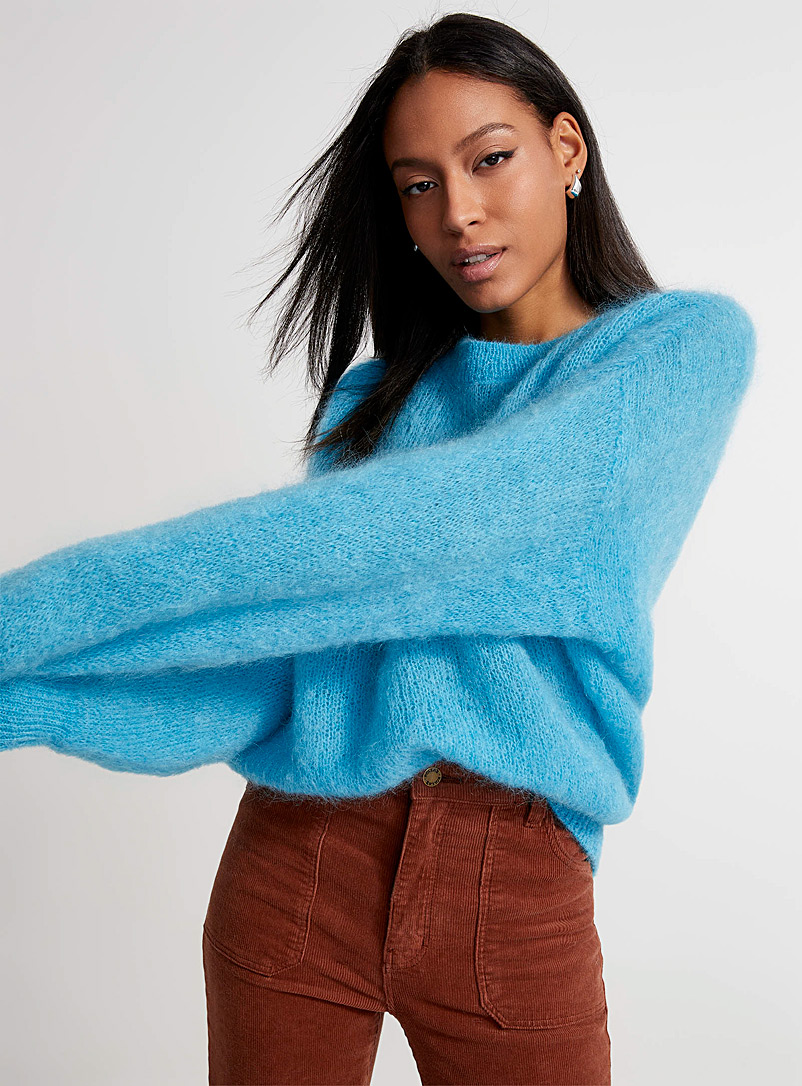 Icône Teal Wool and mohair oversized sweater for women