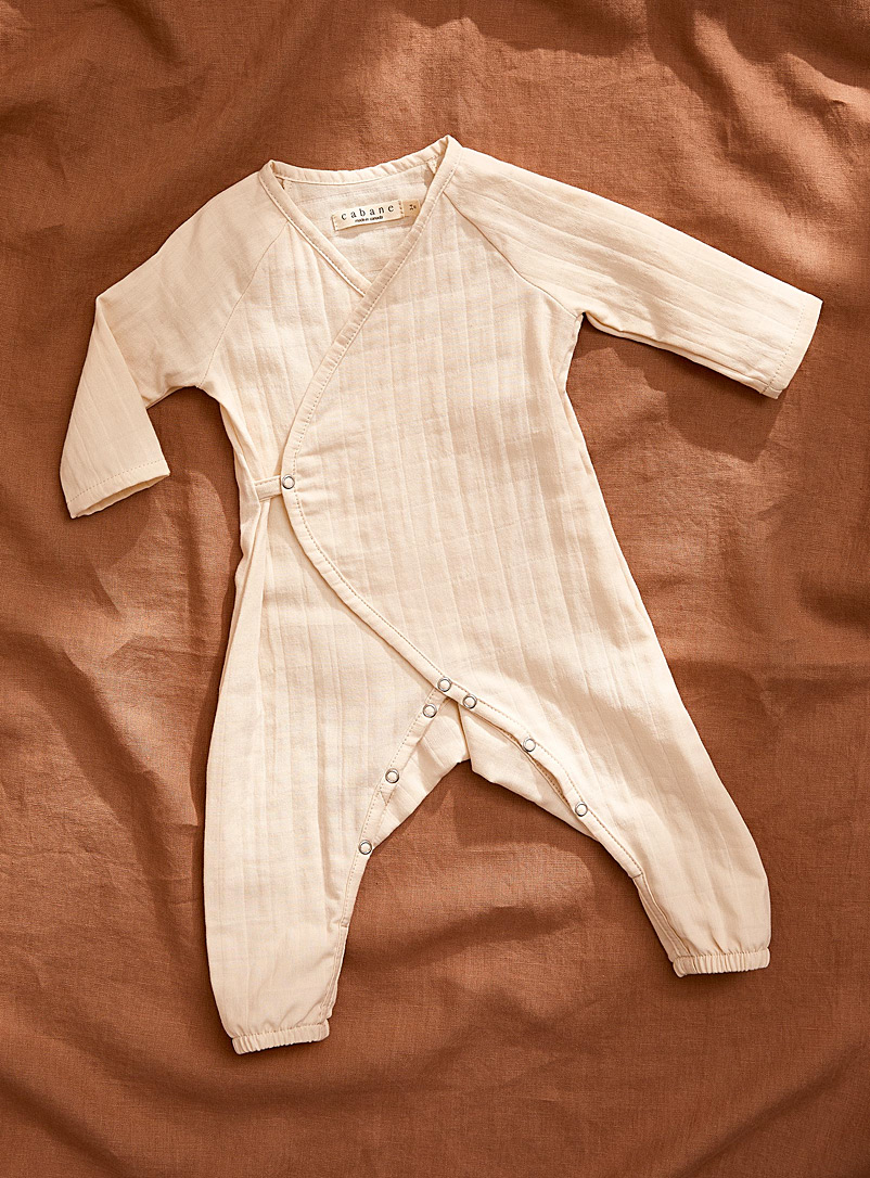 Cabane childrenswear Ivory White Organic cotton crossover jumpsuit
