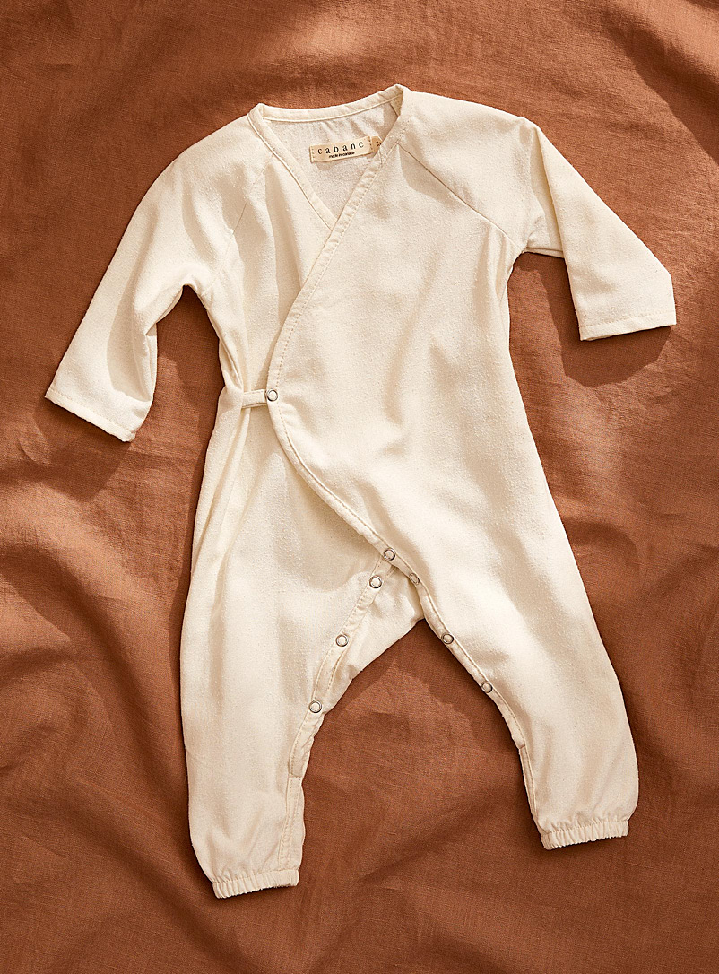 Cabane childrenswear Ivory White Raw silk crossover jumpsuit
