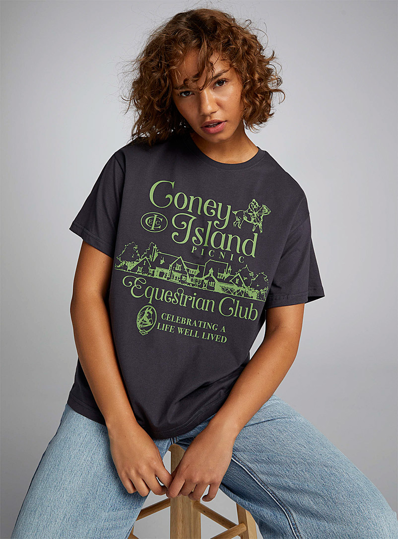 Coney Island Picnic Black Equestrian Club T-shirt for women