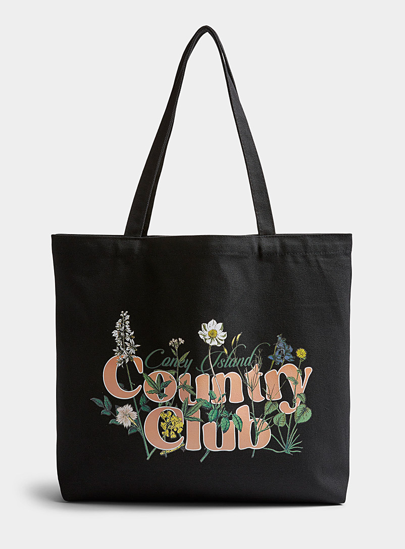 Coney Island Picnic Patterned Black Country Club cotton tote for women