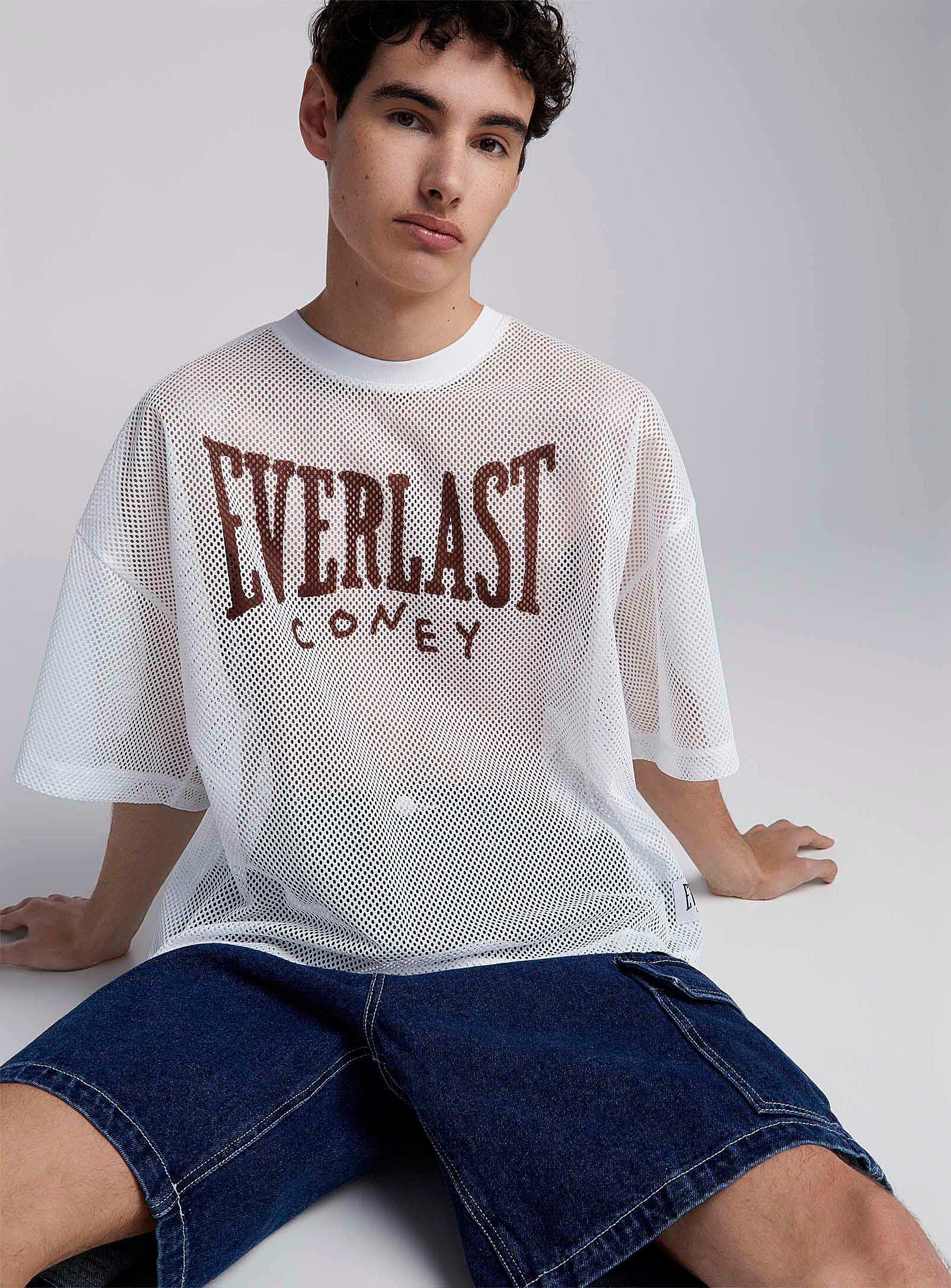 Coney Island Picnic Everlast Mesh Cropped T-shirt In White