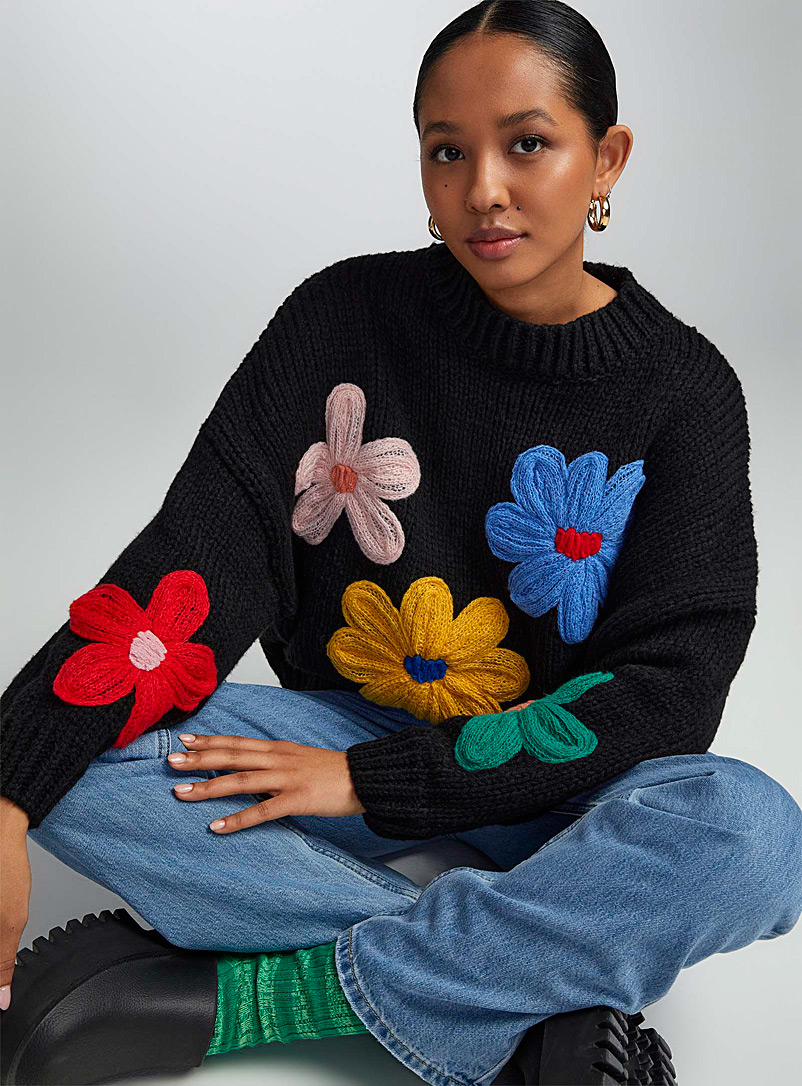 Large colourful flowers sweater, Twik, Stripes & Patterns