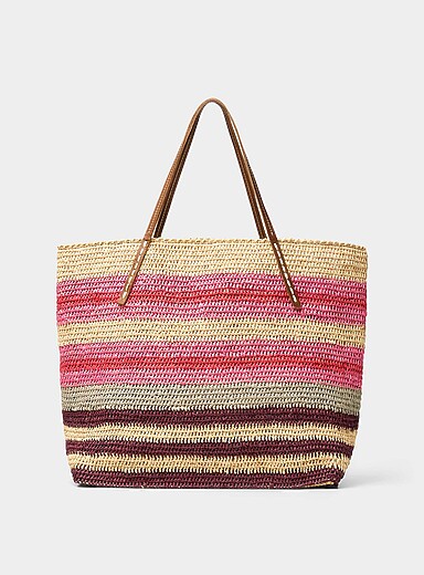 Beby colourful braided raffia tote bag