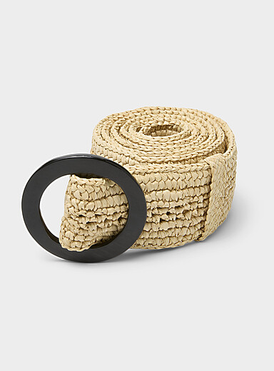Wide braided raffia belt