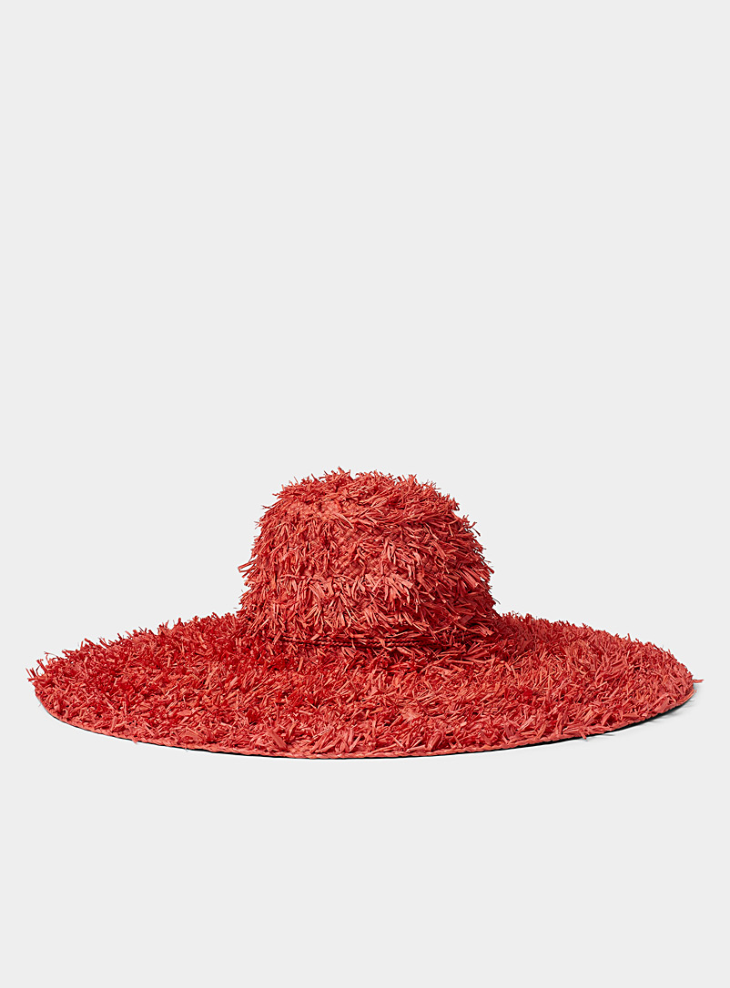 Sans Arcidet Paris Red Raw-like oversized straw hat for women