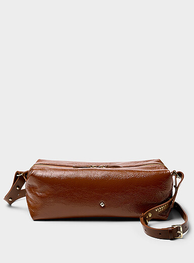 Sohna glossy leather rectangular shoulder bag