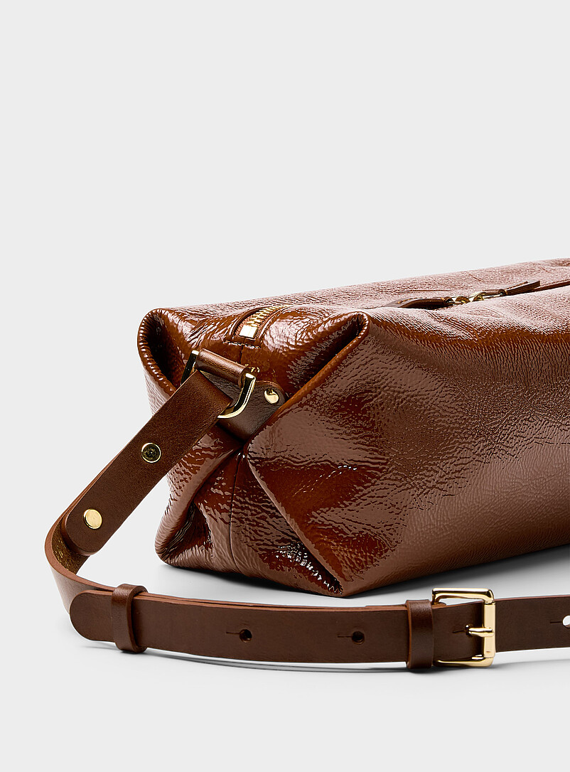 HERBERT Fr&egrave;re Soeur: Le sac d'&eacute;paule rectangulaire cuir lustr&eacute; Sohna Brun pour femme