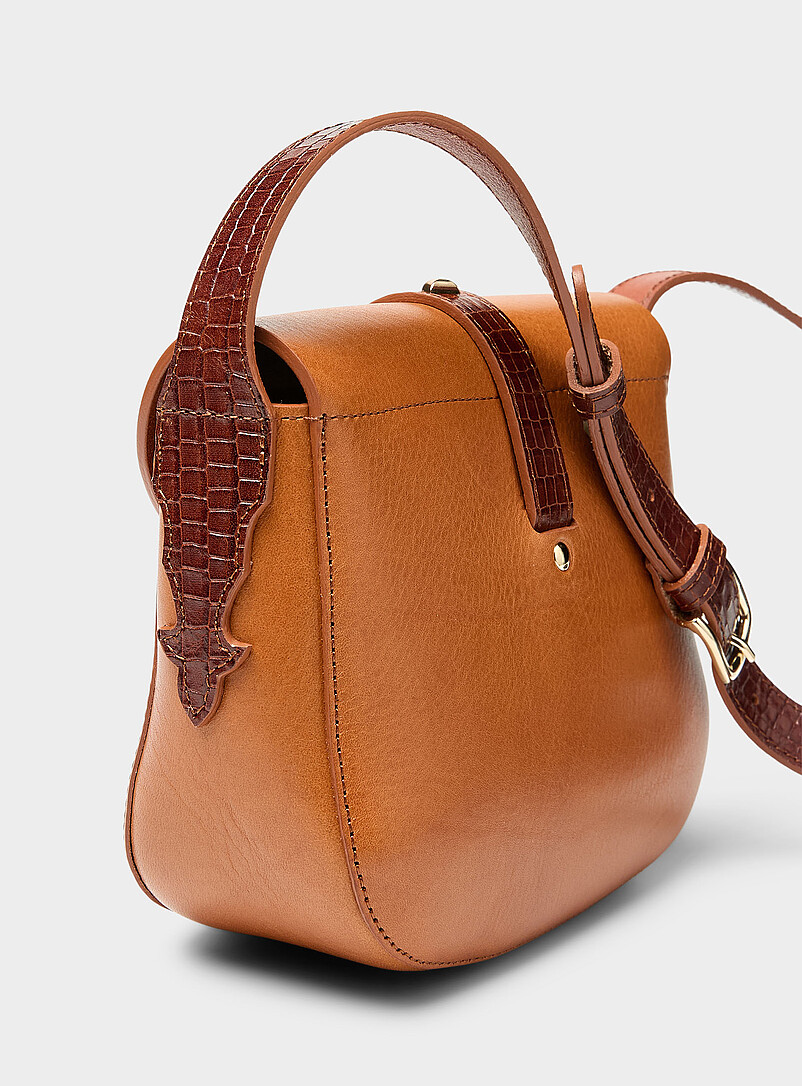 HERBERT Fr&egrave;re Soeur Brown Sab June Boston leather saddle bag for women