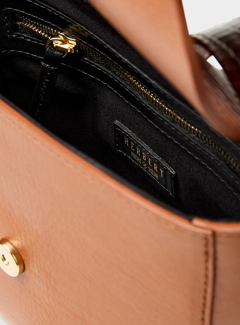 HERBERT Fr&egrave;re Soeur Brown Sab June Boston leather saddle bag for women