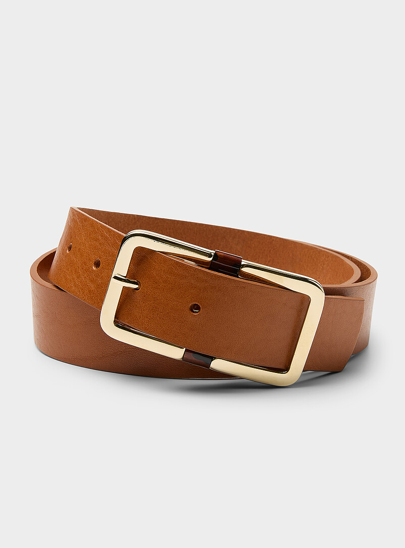 Millau Gold Rectangle-Buckle Leather Belt