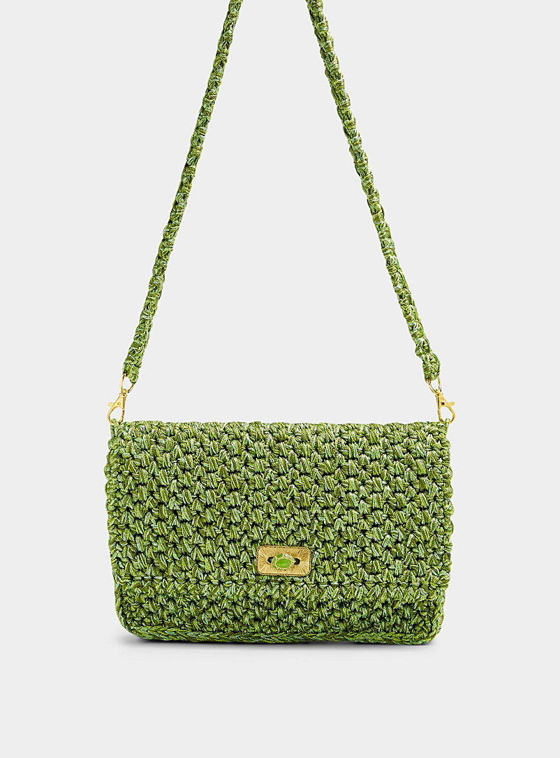 Boks&Baum Lime Green Bel Ami shiny crochet bag for women