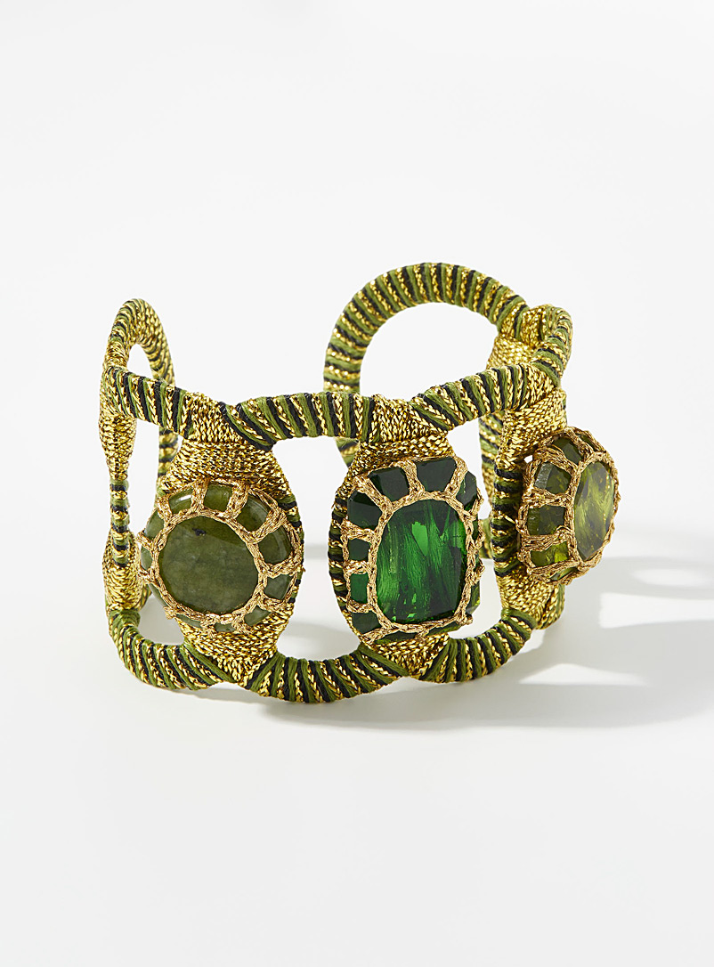 Boks&Baum: Le bracelet manchette trois pierres Osiris Vert pour femme