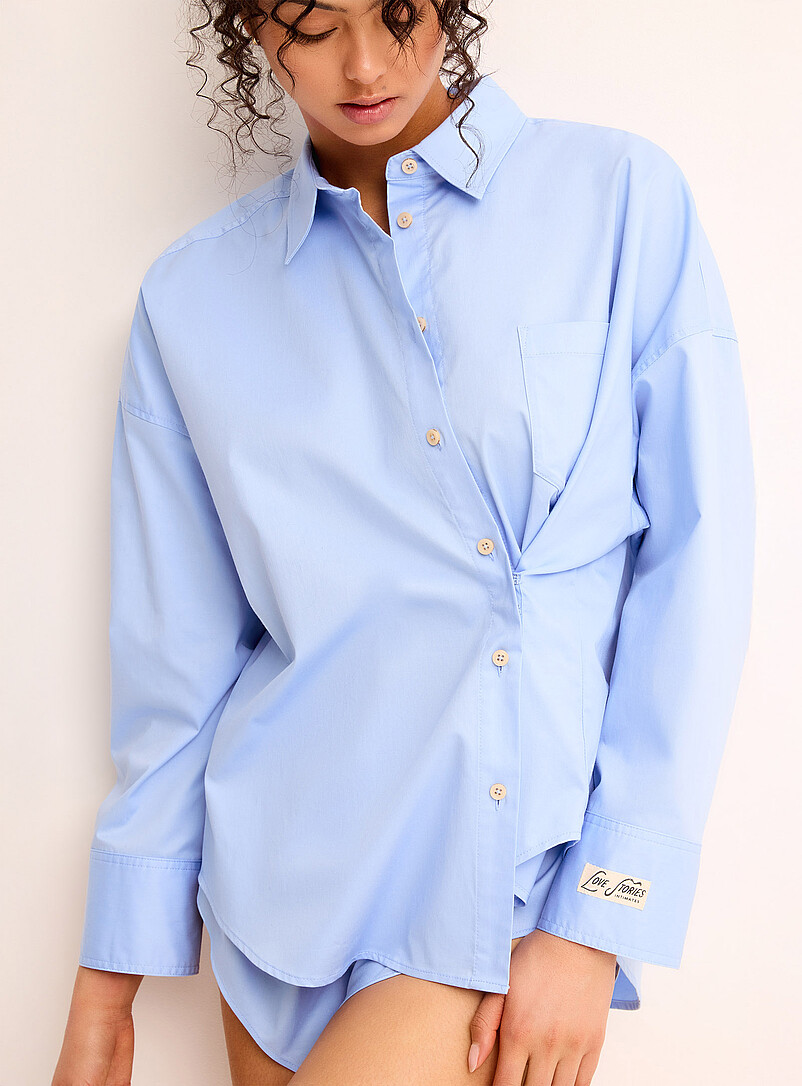 Hailey blue poplin loose folded shirt product image 2
