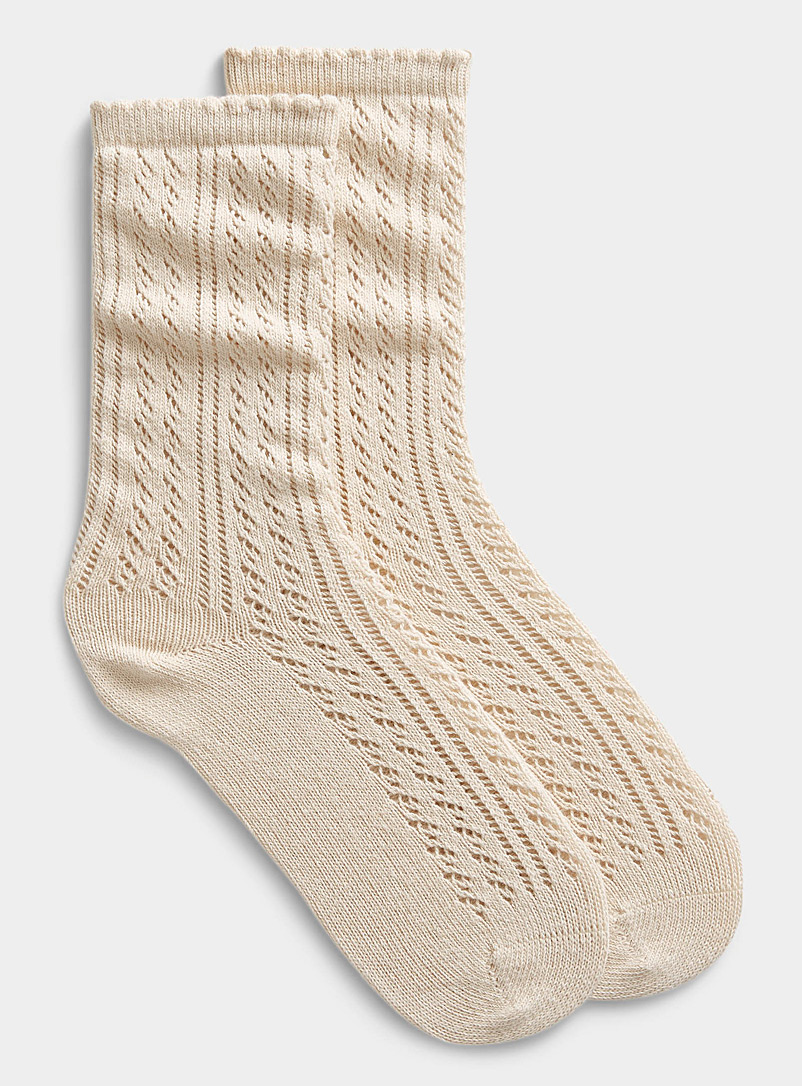 Simons: La chaussette tricot motif pointelle Bourgogne pour femme