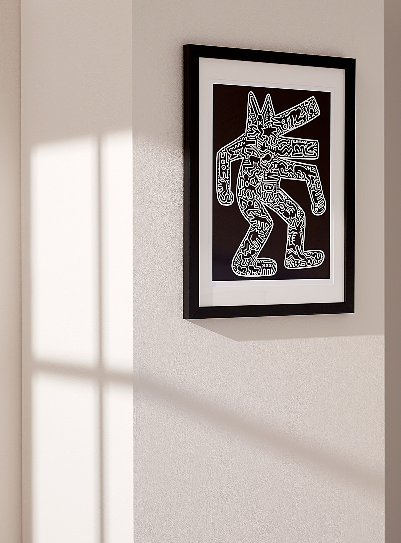 Simons Maison: L'affiche chien moqueur Keith Haring Blanc et noir