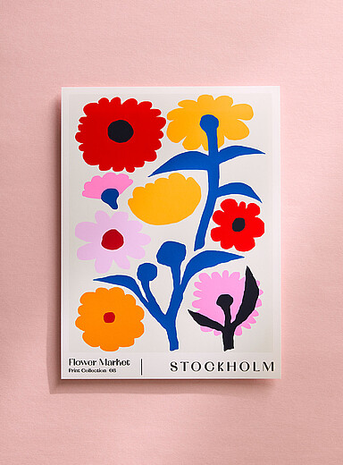 Giant Art: L'affiche March&eacute; aux fleurs Stockholm Voir nos formats offerts Bleu &agrave; motifs