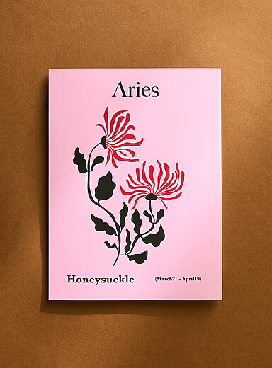 Giant Art: L'affiche zodiaque floral B&eacute;lier Voir nos formats offerts Rose