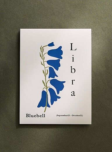 Giant Art: L'affiche zodiaque floral Balance Voir nos formats offerts &Eacute;cru - Lin