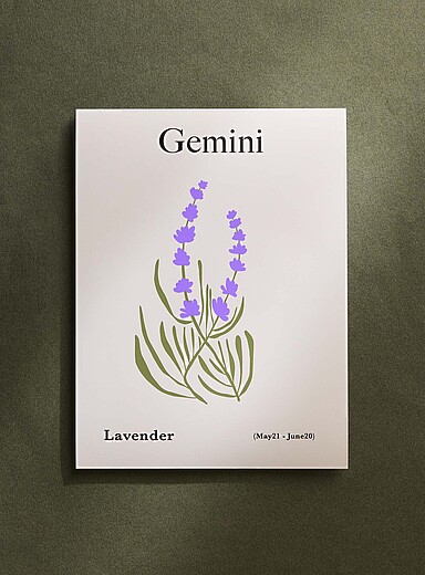 Giant Art: L'affiche zodiaque floral G&eacute;meaux Voir nos formats offerts &Eacute;cru - Lin