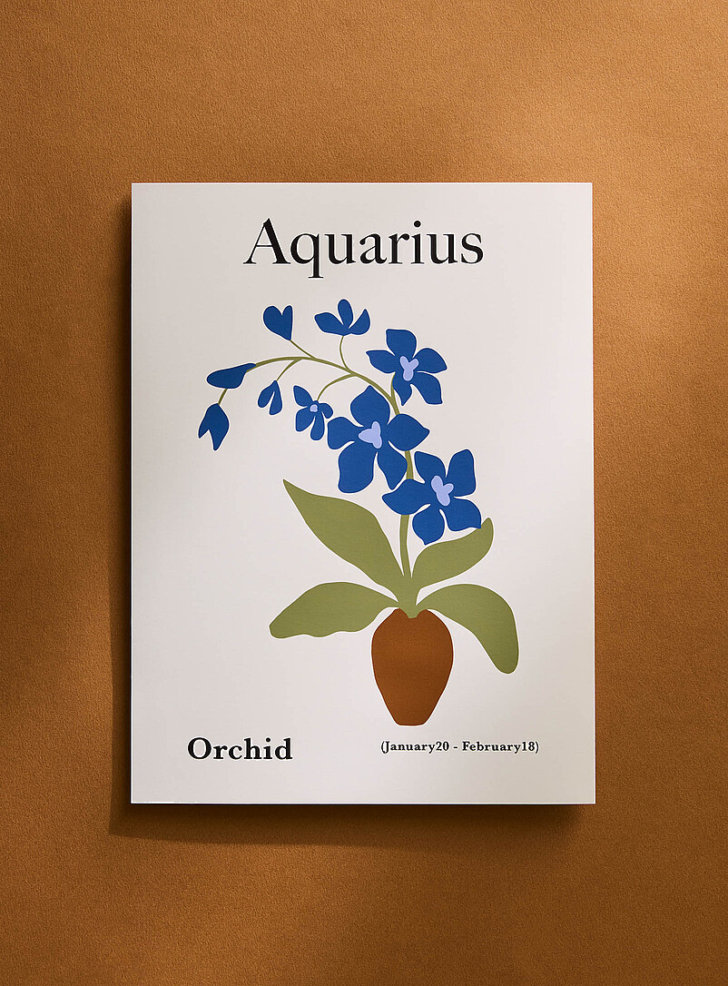 Aquarius Floral Zodiac Poster See Available Sizes