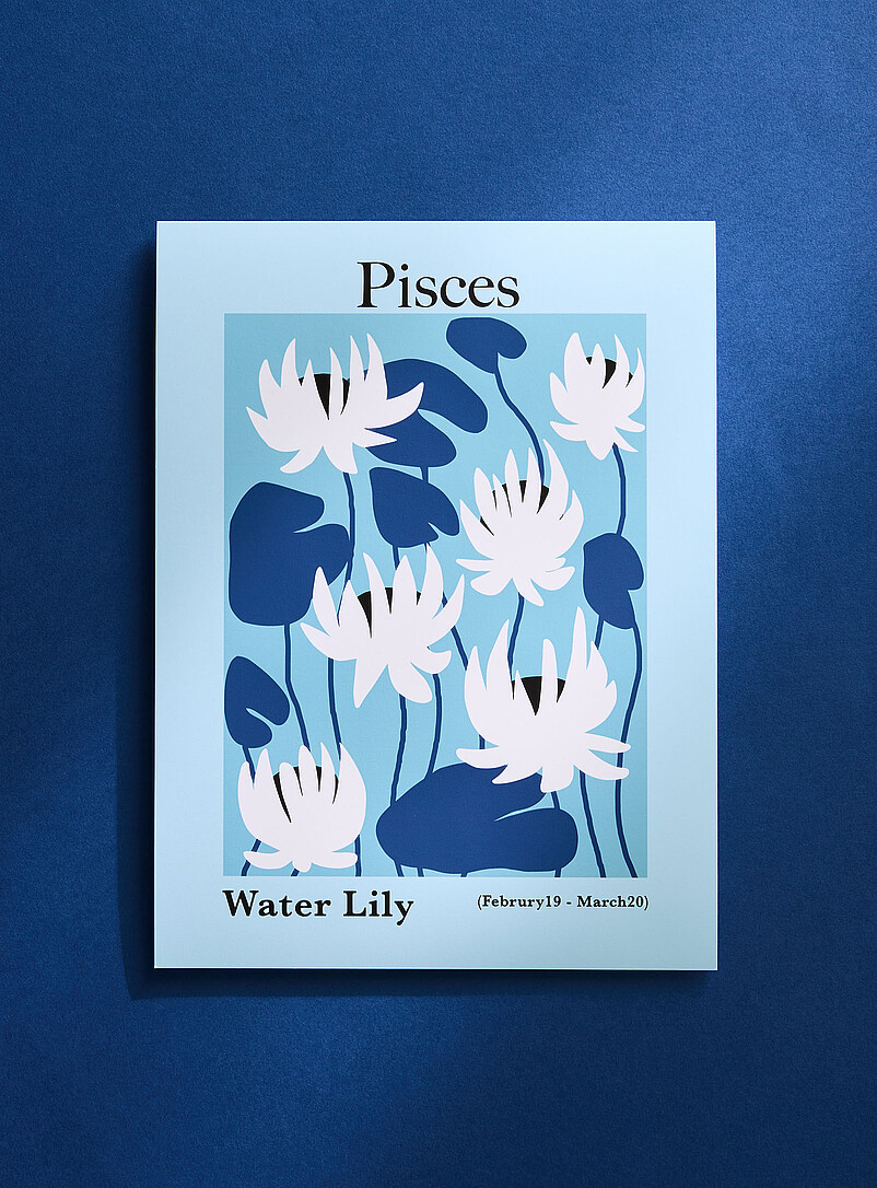 Pisces Floral Zodiac Poster See Available Sizes
