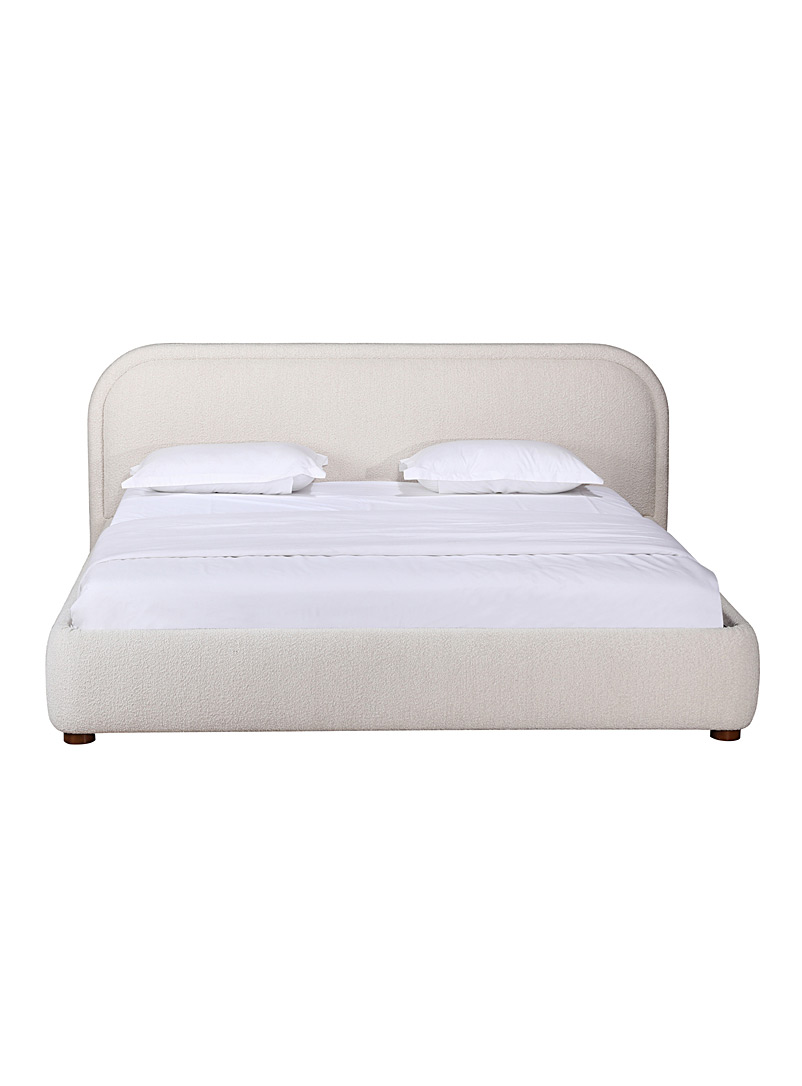 Moe's Ivory White Colin rounded bed frame 2-piece set See available sizes