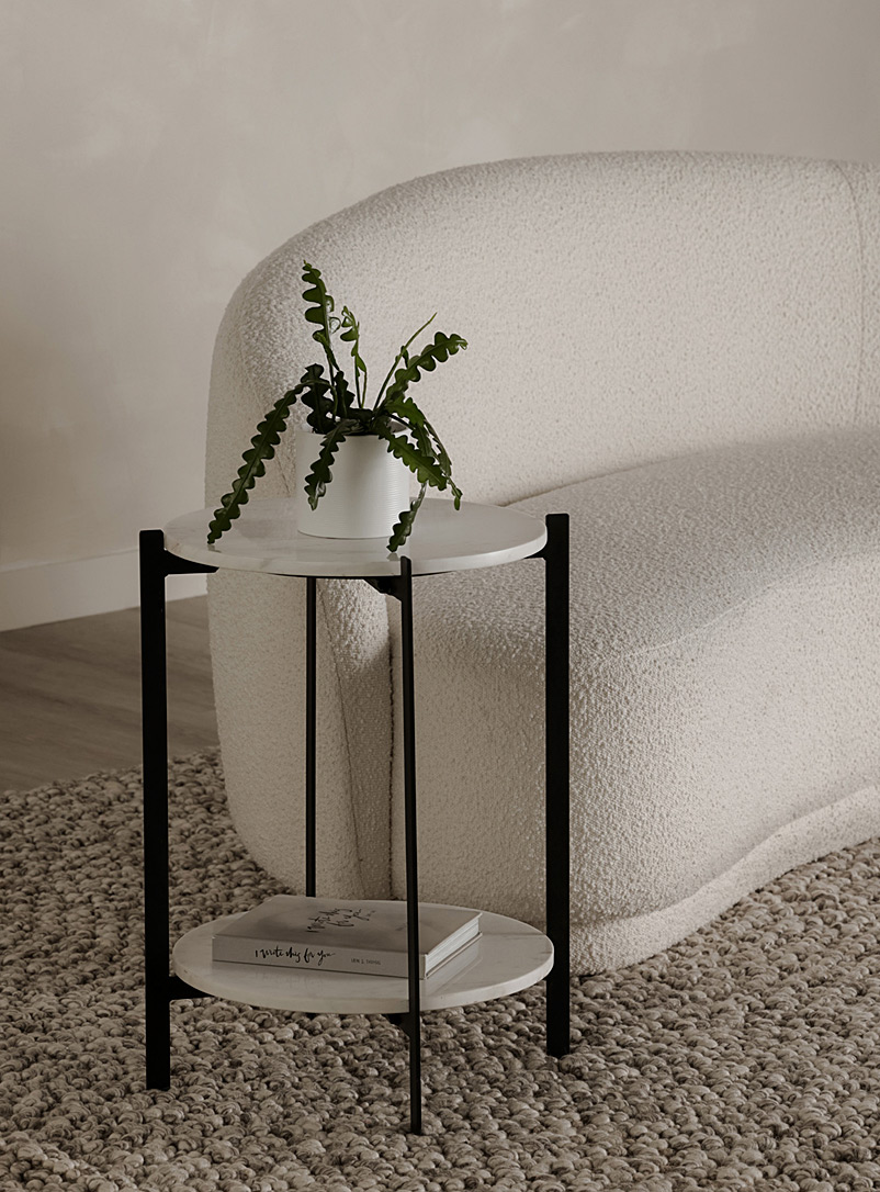 Moe's Home Collection White Melanie white marble side table