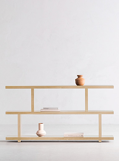 Miri natural oak wood asymmetrical shelf