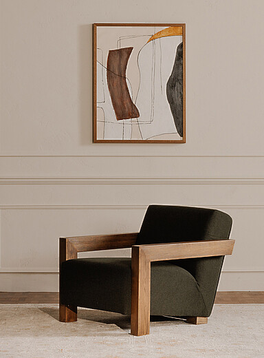 Garnet oak and olive fabric lounge chair | Moe's Home Collection | All ...