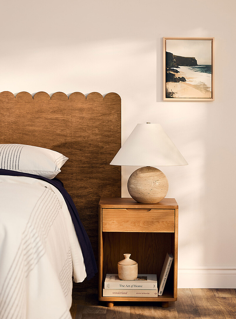 Osamu oak wood bedside table product image (primary)