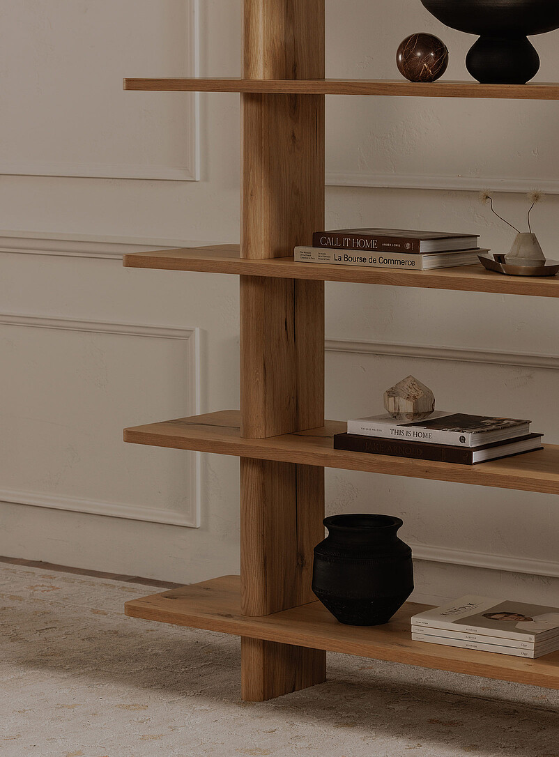 Casey large rustic oak bookcase product image 2